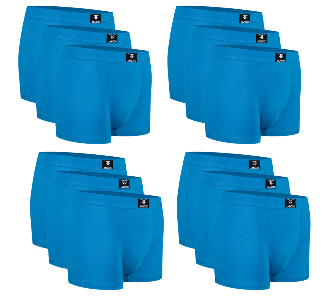 12-Pack Heren Bamboe Boxershorts - Zijdezacht onderbroeken - Blauw