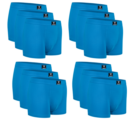 12-Pack Heren Bamboe Boxershorts - Zijdezacht onderbroeken - Blauw