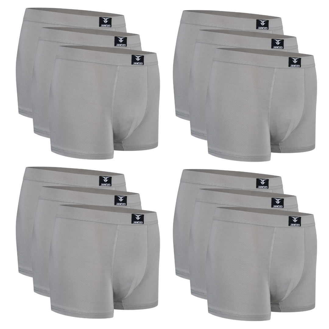 12-Pack Heren Bamboe Boxershorts - Zijdezacht onderbroeken - Grijs