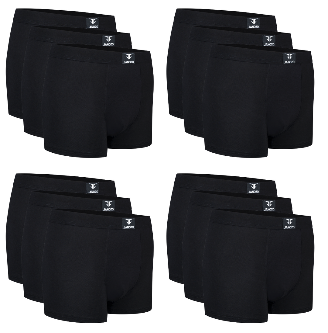 12-Pack Heren Bamboe Boxershorts - Zijdezacht onderbroeken - Zwart