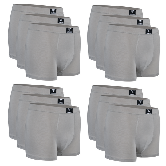 12er-Pack Herren Boxershorts aus Bambus – Seidig weiche Unterhosen – Grau
