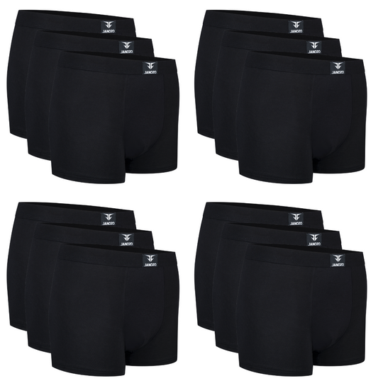 12er-Pack Herren Boxershorts aus Bambus – Seidig weiche Unterhosen – Schwarz