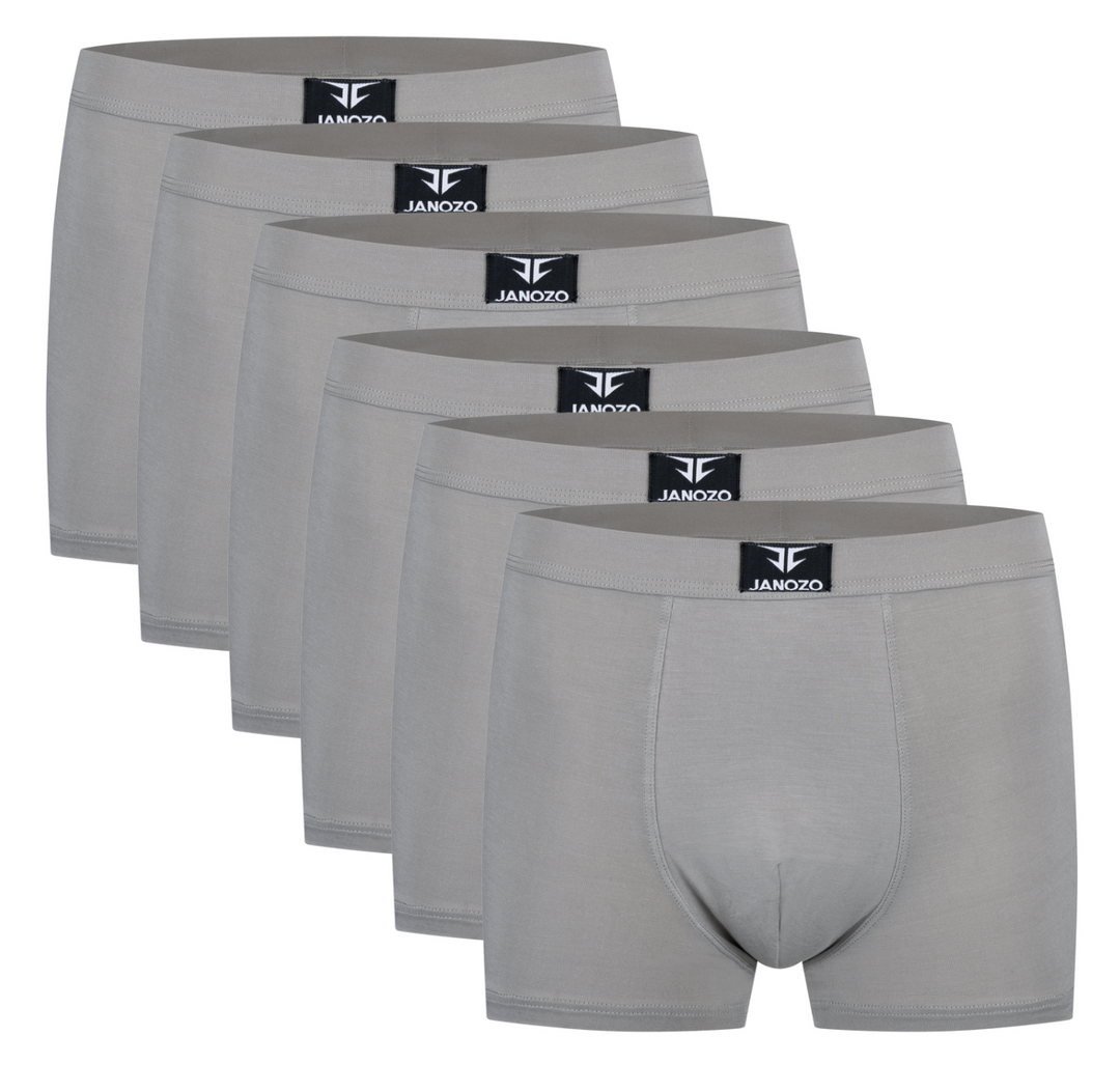 6er-Pack Bambus-Boxershorts für Herren – seidig weiche Unterwäsche - Grau