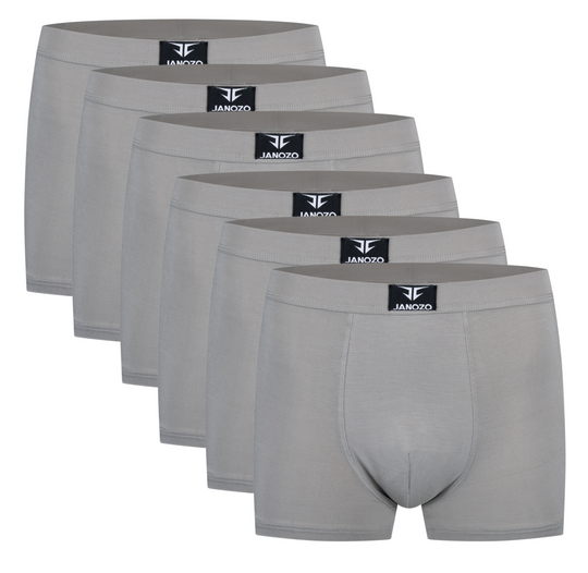 6er-Pack Bambus-Boxershorts für Herren – seidig weiche Unterwäsche - Grau