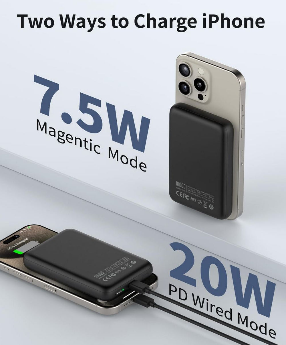 Batterie externe sans fil pour smartphone 10 000 mAh – Charge magnétique