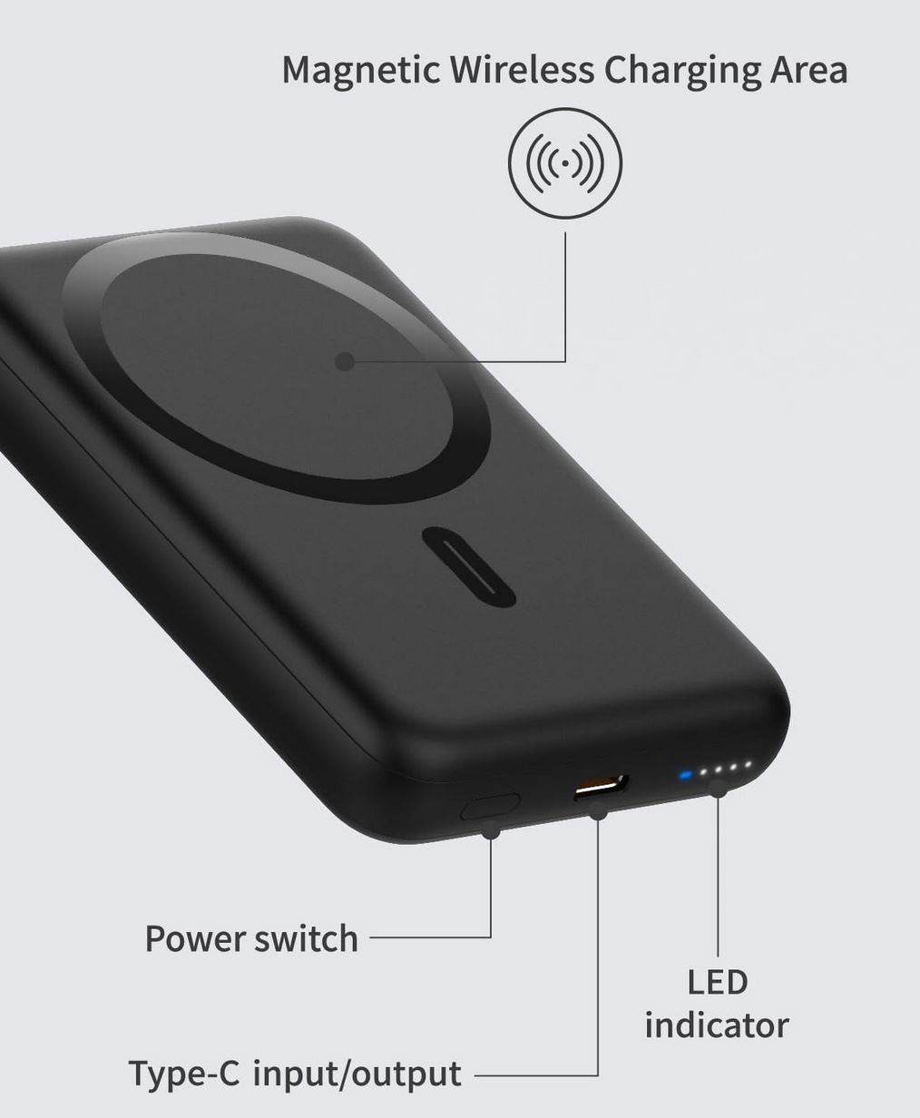 Batterie externe sans fil pour smartphone 10 000 mAh – Charge magnétique