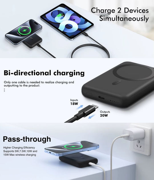 Batterie externe sans fil pour smartphone 10 000 mAh – Charge magnétique