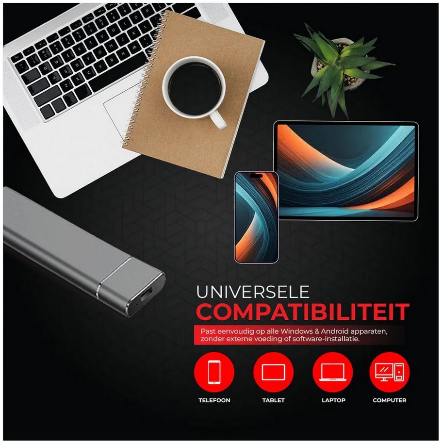 Mini Externe SSD schijf 2 TB - Draagbaar
